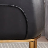 Black Faux Leather Tight Back Metal Four Legs Arm Chair Image - 10
