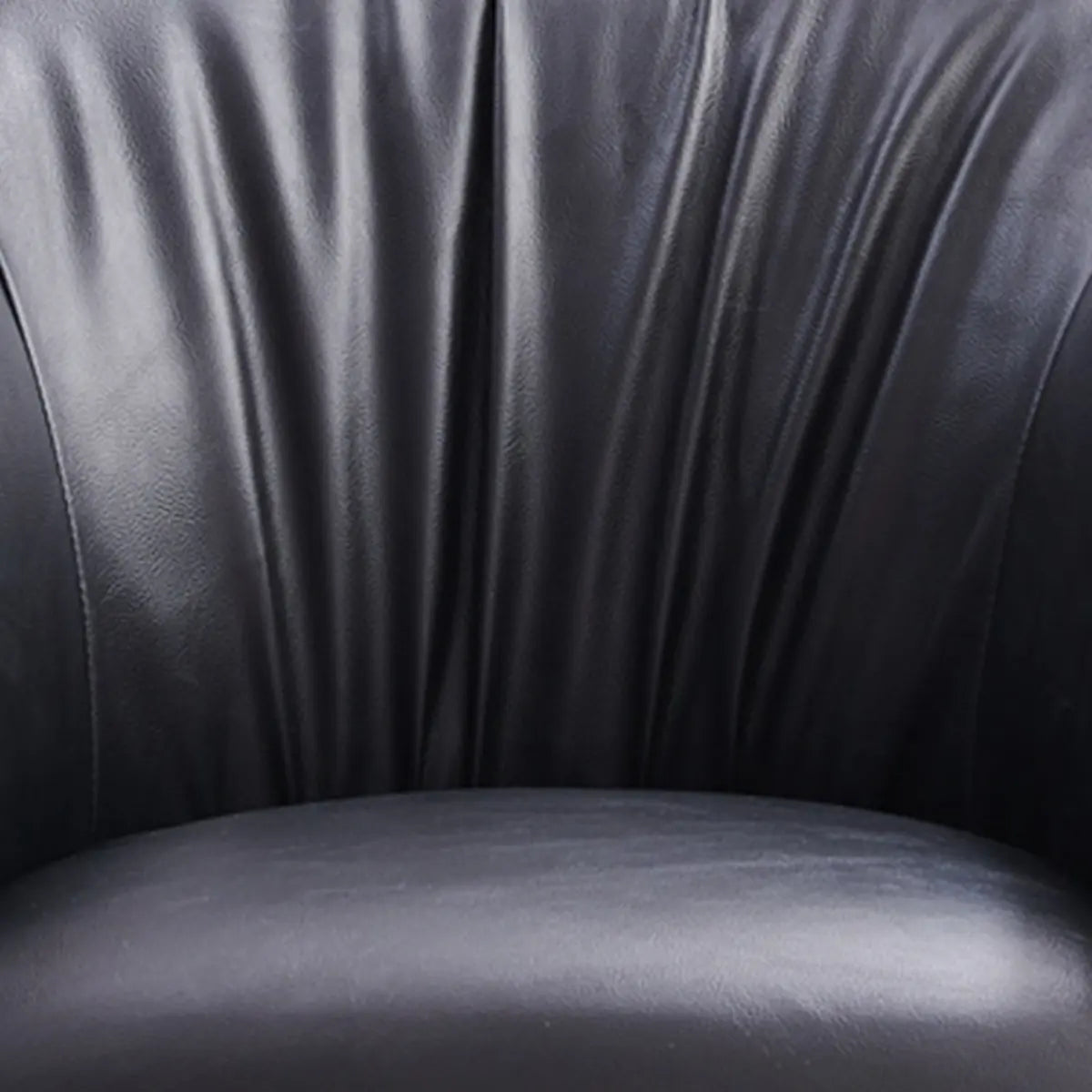Black Faux Leather Tight Back Metal Four Legs Arm Chair Image - 11