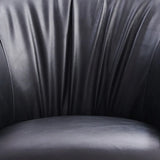 Black Faux Leather Tight Back Metal Four Legs Arm Chair Image - 11