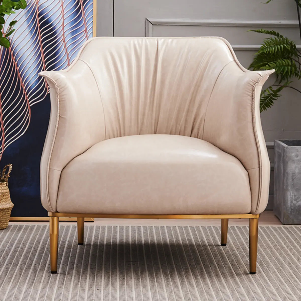 Black Faux Leather Tight Back Metal Four Legs Arm Chair Image - 3