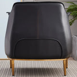 Black Faux Leather Tight Back Metal Four Legs Arm Chair Image - 4