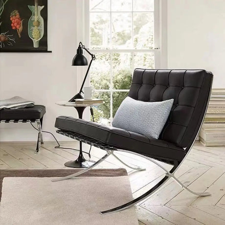 Black Faux Leather Tufted Back Reclining Side Chair Image - 1