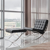 Black Faux Leather Tufted Back Reclining Side Chair Image - 3