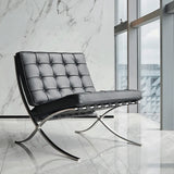Black Faux Leather Tufted Back Reclining Side Chair Image - 4