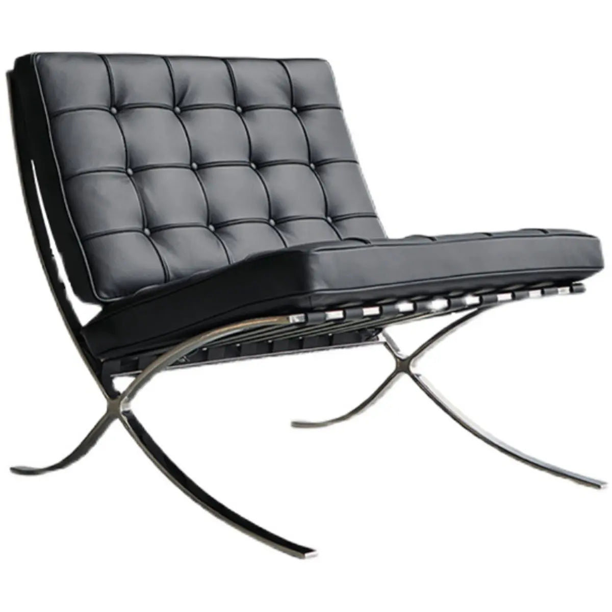 Black Faux Leather Tufted Back Reclining Side Chair Image - 5