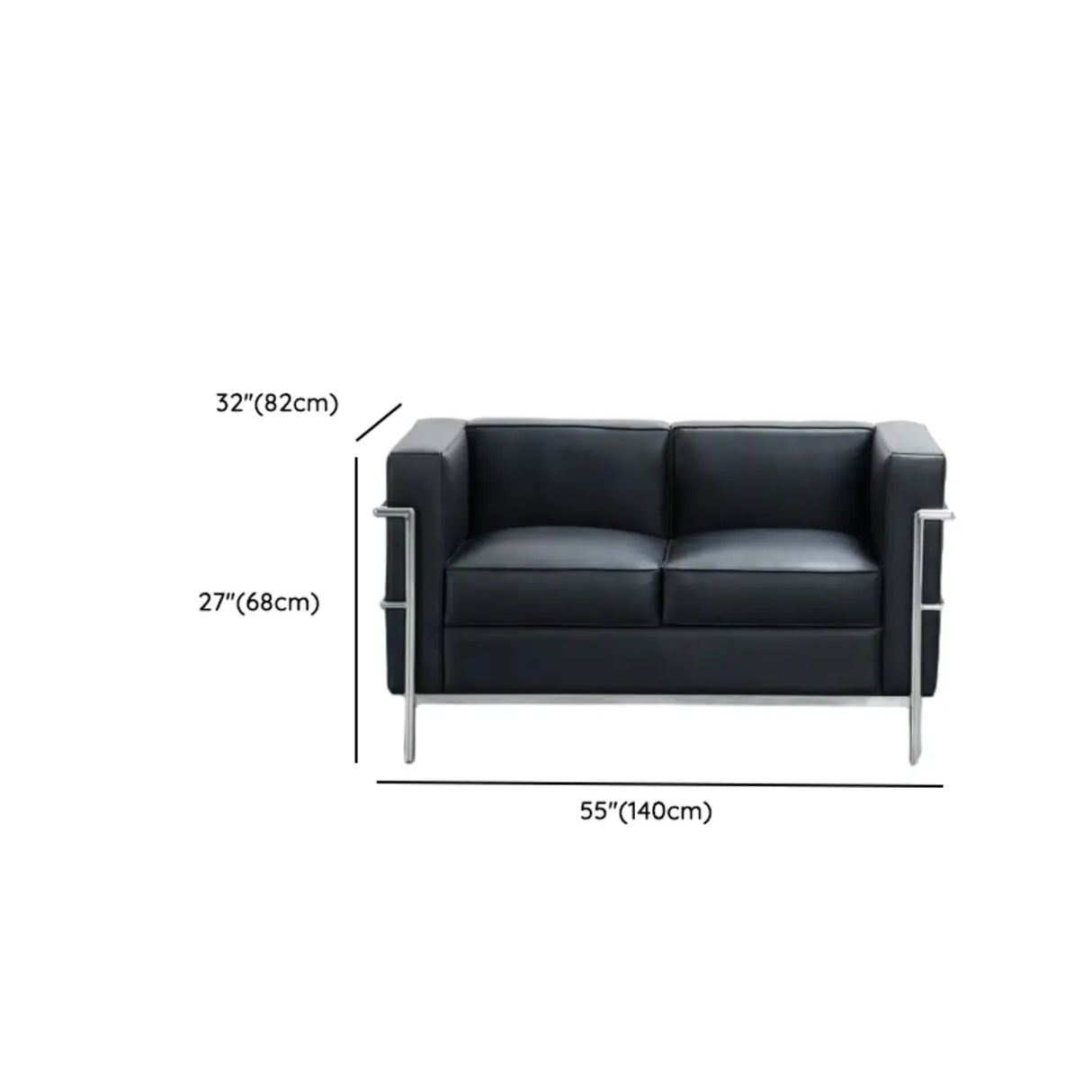 Black Faux Leather Upholstered Back Sofa Seating Group Image - 12