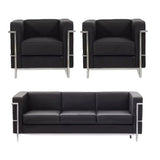 Black Faux Leather Upholstered Back Sofa Seating Group Image - 2