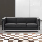 Black Faux Leather Upholstered Back Sofa Seating Group Image - 4