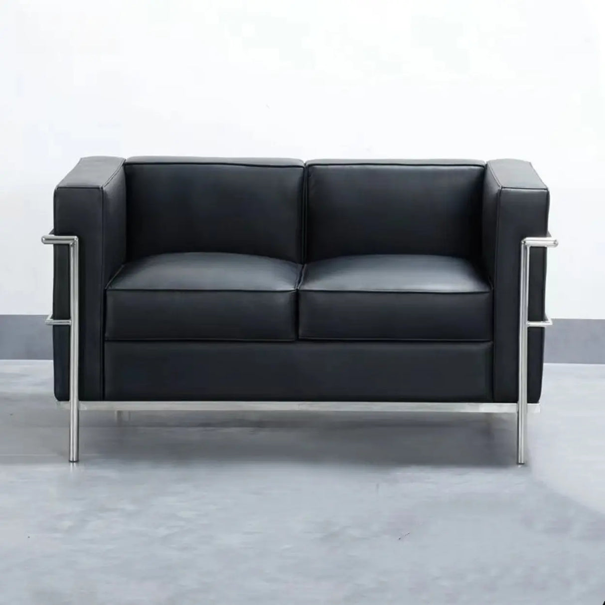 Black Faux Leather Upholstered Back Sofa Seating Group Image - 5