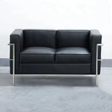 Black Faux Leather Upholstered Back Sofa Seating Group Image - 5