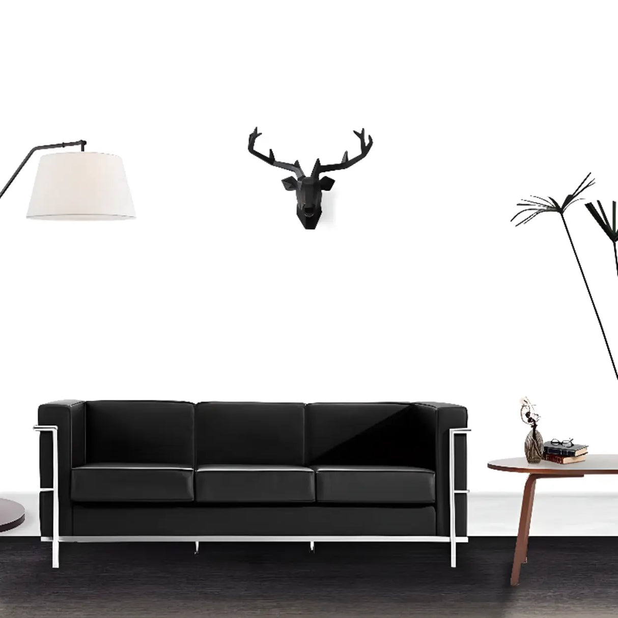 Black Faux Leather Upholstered Back Sofa Seating Group Image - 6