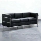 Black Faux Leather Upholstered Back Sofa Seating Group Image - 7