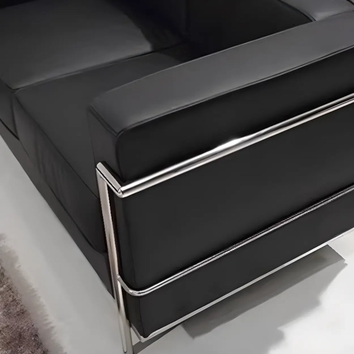 Black Faux Leather Upholstered Back Sofa Seating Group Image - 9