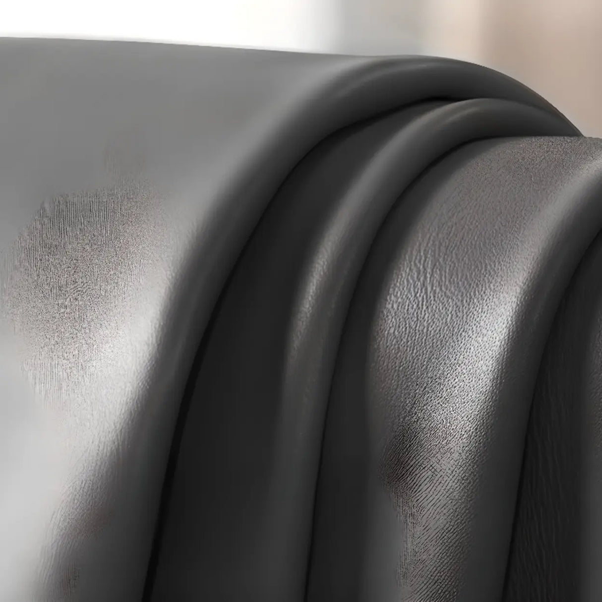 Black Faux Leather Wood Frame Reception Sofa with Legs Image - 10