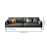 Black Faux Leather Wood Frame Reception Sofa with Legs Image - 18