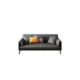 Black Faux Leather Wood Frame Reception Sofa with Legs Image - 4