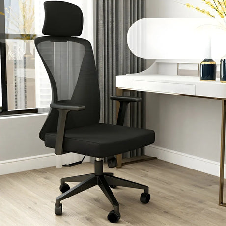 Black Finish Ergonomic Mesh High-Back Office Chair Image - 1