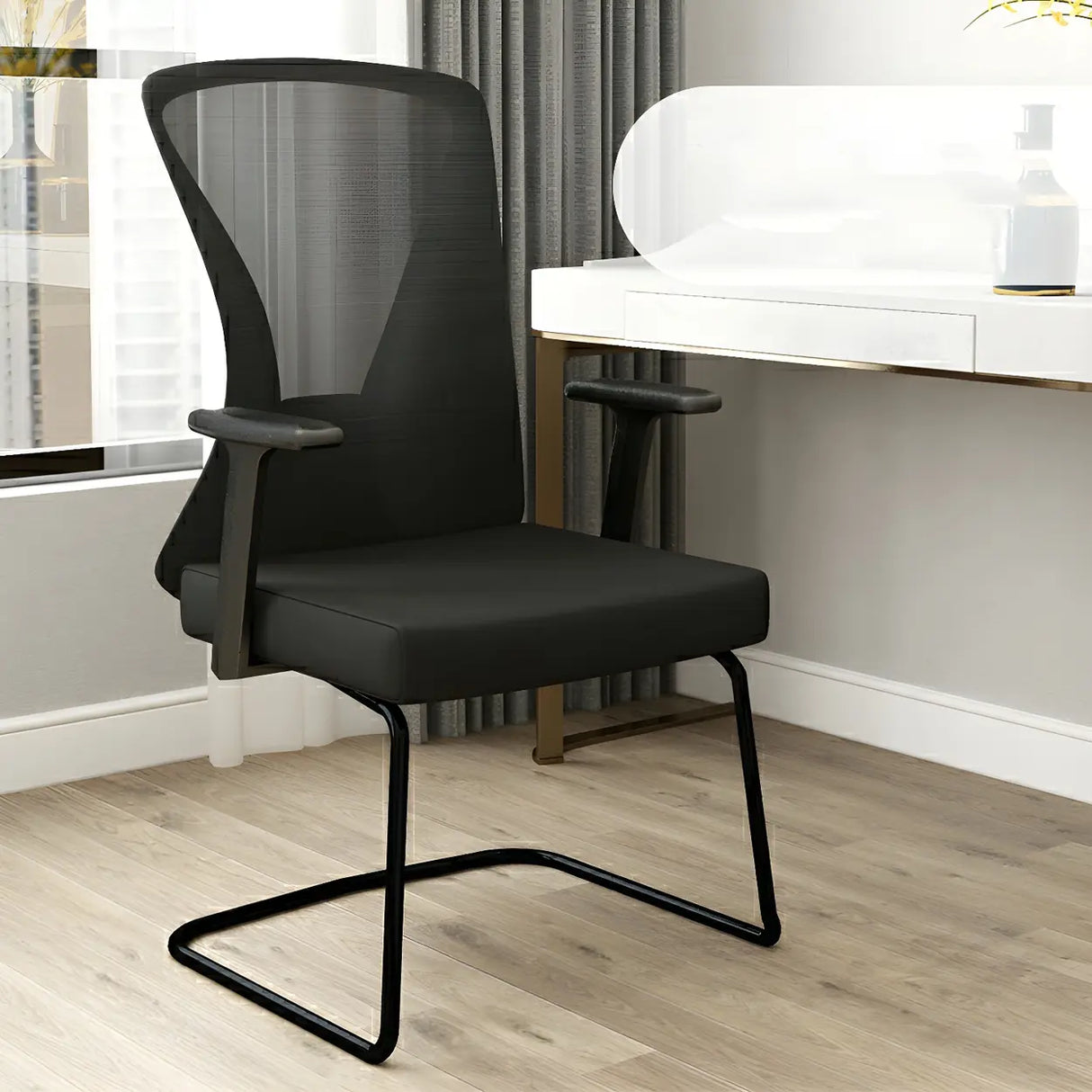 Black Finish Ergonomic Mesh High-Back Office Chair Image - 3