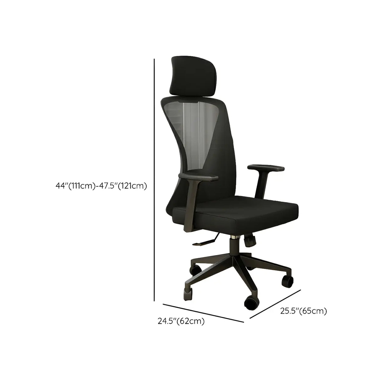Black Finish Ergonomic Mesh High-Back Office Chair 