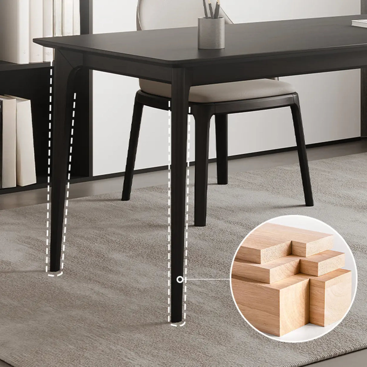 Black Finish Standard Wooden Writing Desk Image - 4