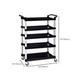 Black Finish Three Shelves Utility Cart with Wheels Image - 14
