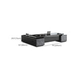 Black Finish Wood L-Shape Long Length Executive Desk Image - 12