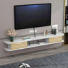 Black Floating Mount Wood Open Storage TV Stand Image - 11