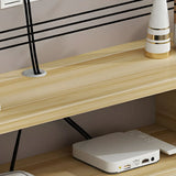 Black Floating Mount Wood Open Storage TV Stand Image - 17