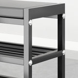 Black Freestanding Organizer Bench Metal Entryway Shoe Rack Image - 12