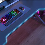 Black Gaming Desk with Steel Frame for Two People Image - 11