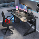 Black Gaming Desk with Steel Frame for Two People Image - 12