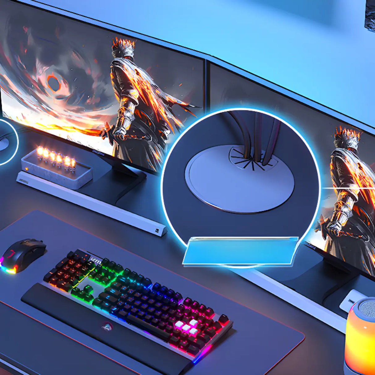 Black Gaming Desk with Steel Frame for Two People Image - 13