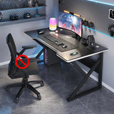 Black Gaming Desk with Steel Frame for Two People Image - 14