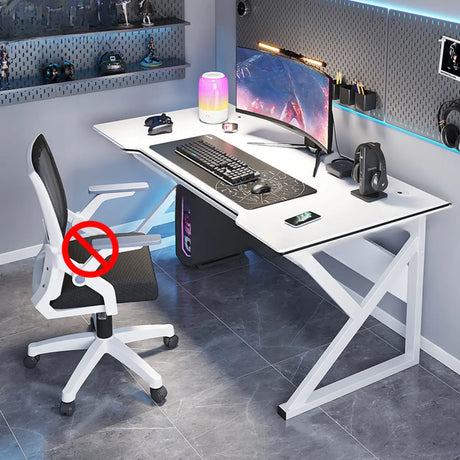 Black Gaming Desk with Steel Frame for Two People Image - 2