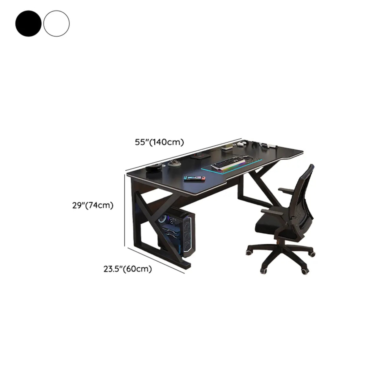 Black Gaming Desk with Steel Frame for Two People Image - 27
