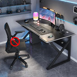 Black Gaming Desk with Steel Frame for Two People Image - 4