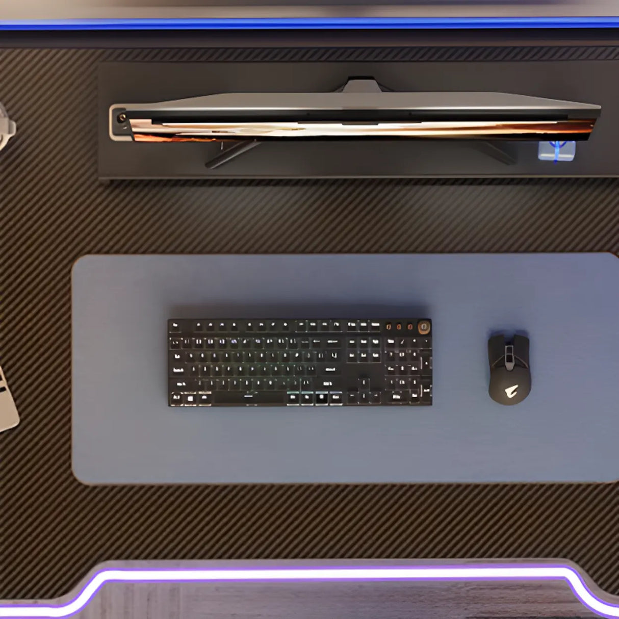 Black Gaming Desk with Steel Frame for Two People Image - 6