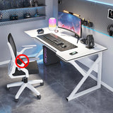 Black Gaming Desk with Steel Frame for Two People Image - 7
