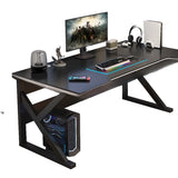 Black Gaming Desk with Steel Frame for Two People Image - 9