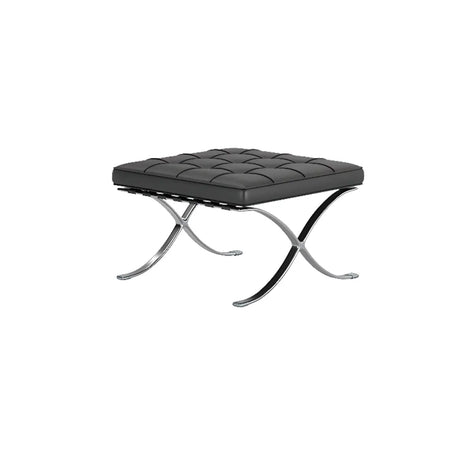 Black Genuine Leather Cross Base Tufted Lounge Chair Image - 2
