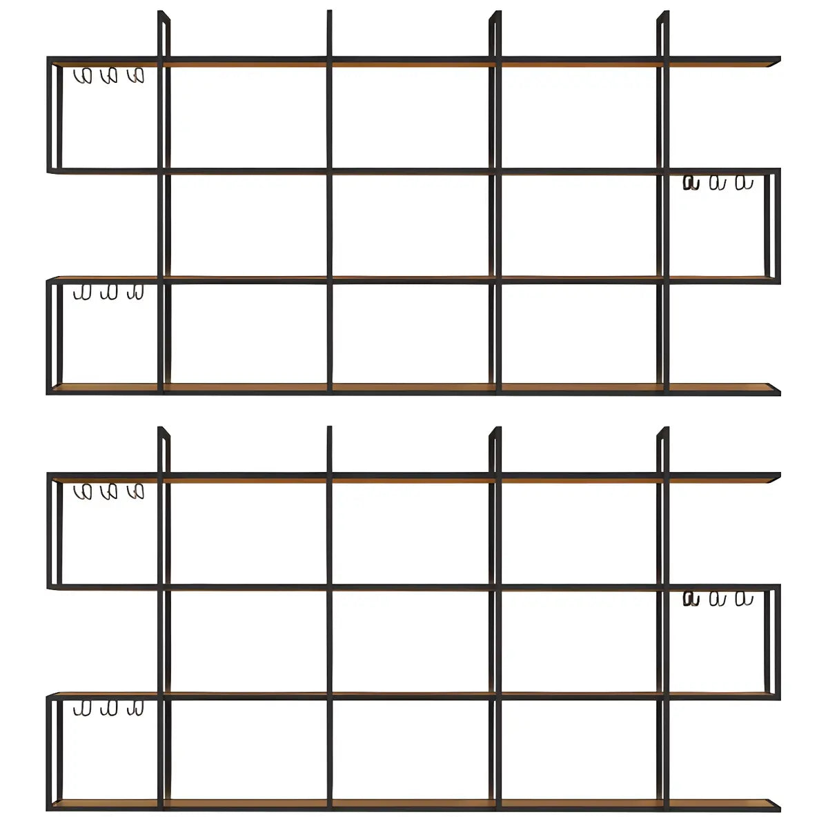 Black Geometric Metal Large Floating Wall Wine Rack Holder Image - 15