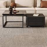 Black Glass Square Storage Nesting Tables with Casters Image - 6