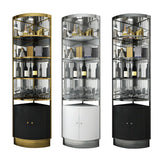 Black Gold Arc Glass Tall Display Corner Wine Cabinet Image - 10