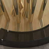 Black-Gold Round Leather Metal Pedestal Bar Stools Image - 2