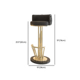 Black-Gold Round Leather Metal Pedestal Bar Stools #size