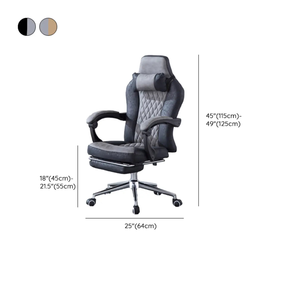 Black-Gray Executive Tilt Lock Faux Leather Office Chair 