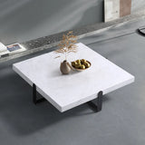 Black Green Square Marble Stainless Steel Coffee Table Image - 5