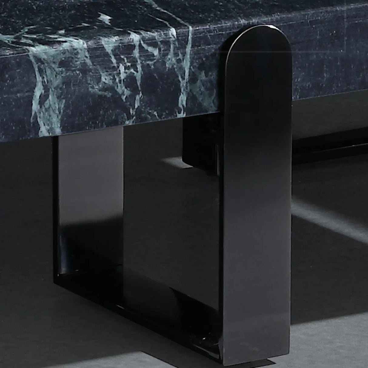 Black Green Square Marble Stainless Steel Coffee Table Image - 8