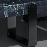 Black Green Square Marble Stainless Steel Coffee Table Image - 8