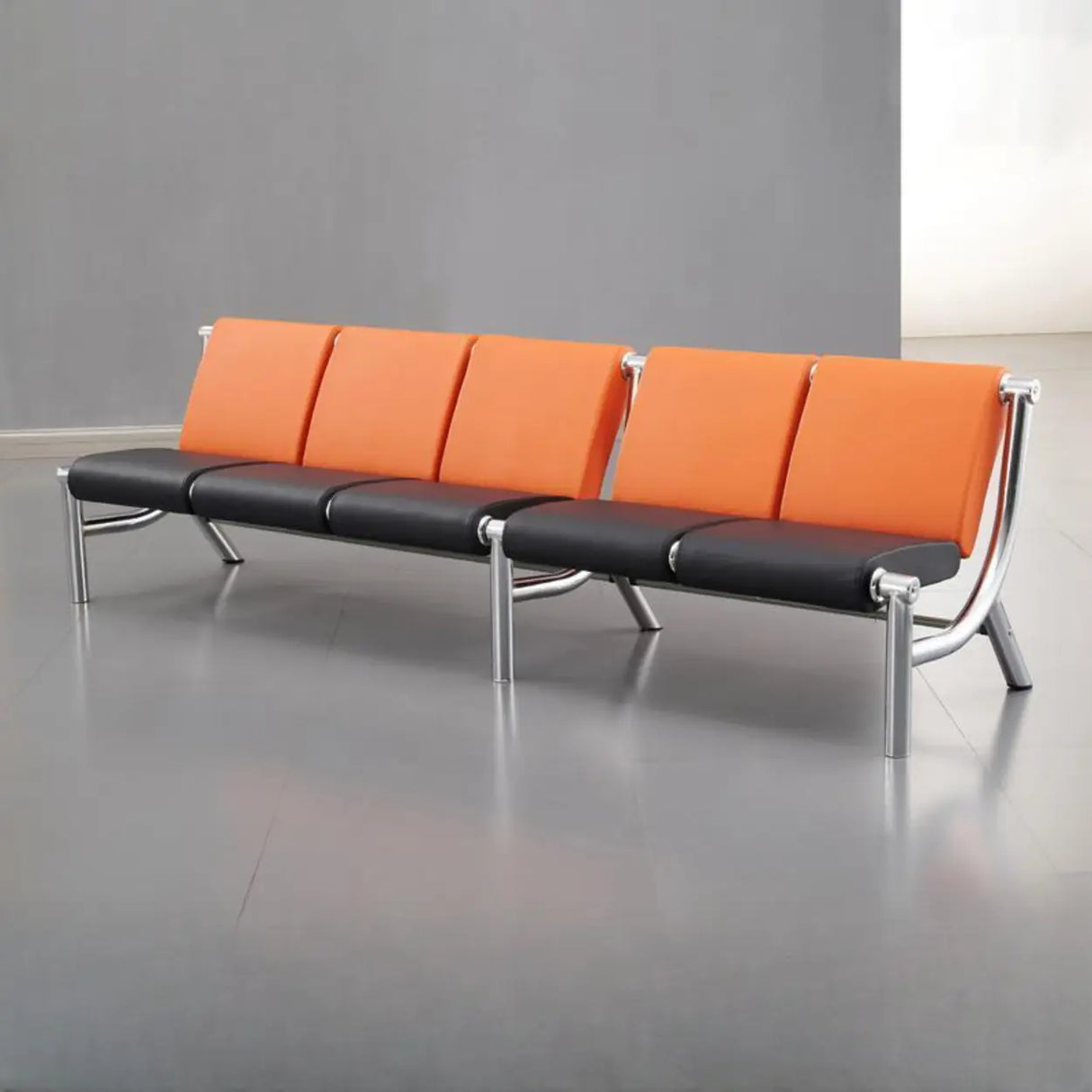 Black Green Stain Resistant Faux Leather Beam Seating Image - 11